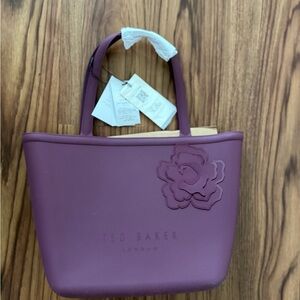 NWT TED BAKER SILICONE TOTE - JELLIO / DEEP PURPLE - SMALL